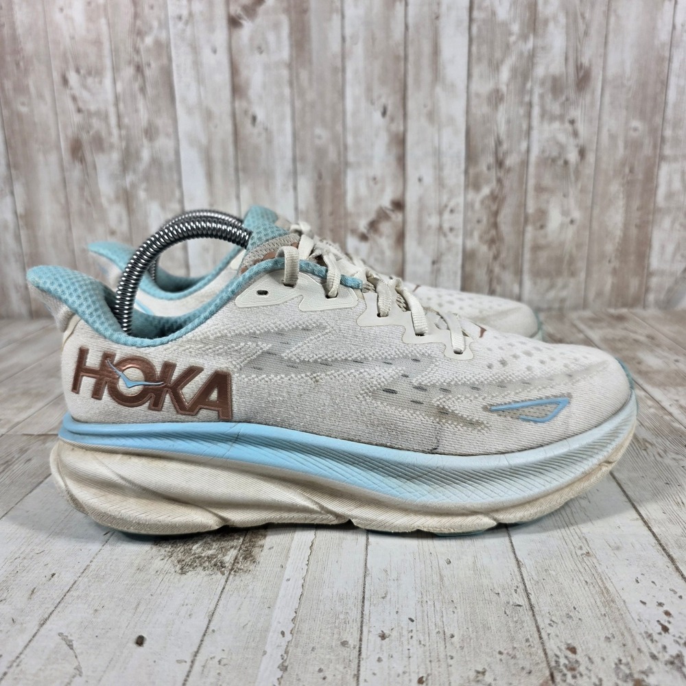 Hoka Clifton 9 Womens Running Shoes Eggshell Blue Feather Teal 1127896 FTRS 8.5B